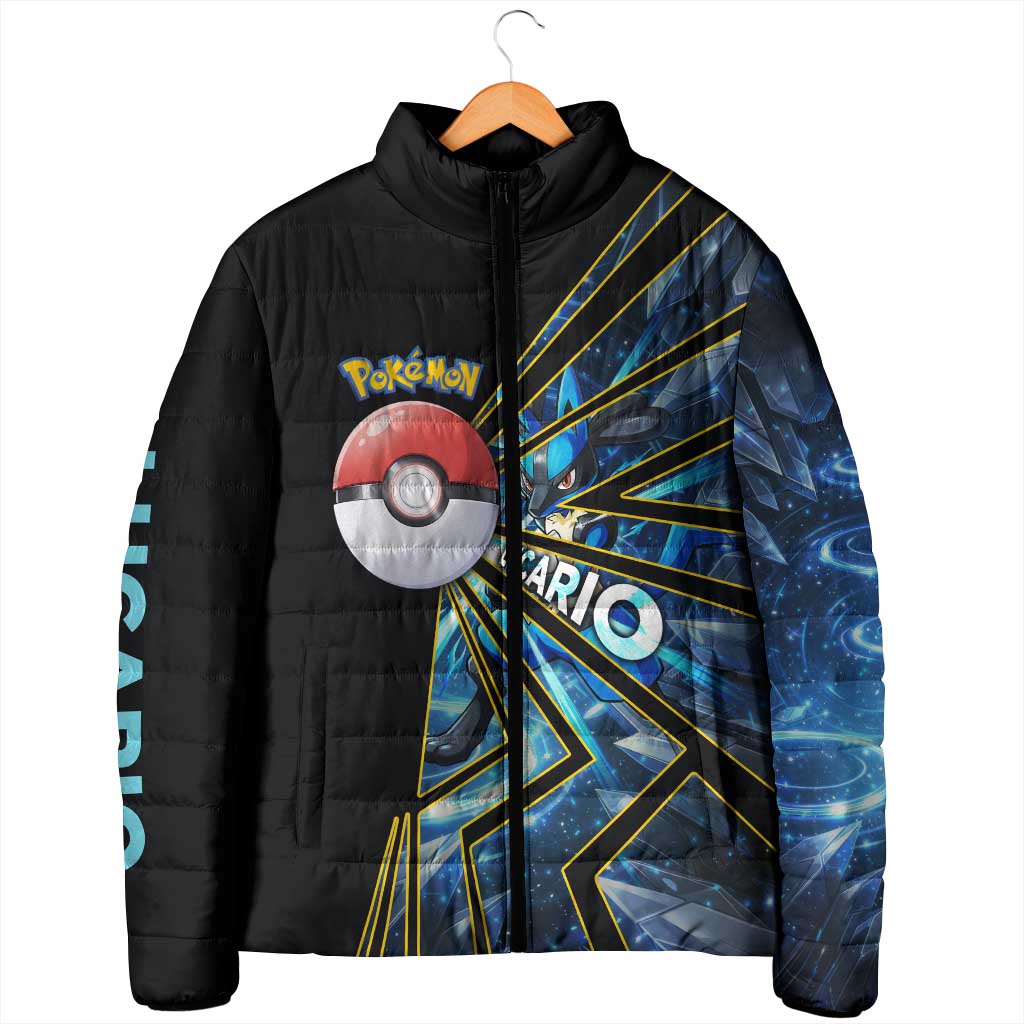 Lucario Poké Padded Jacket Aura Blast Comic Style