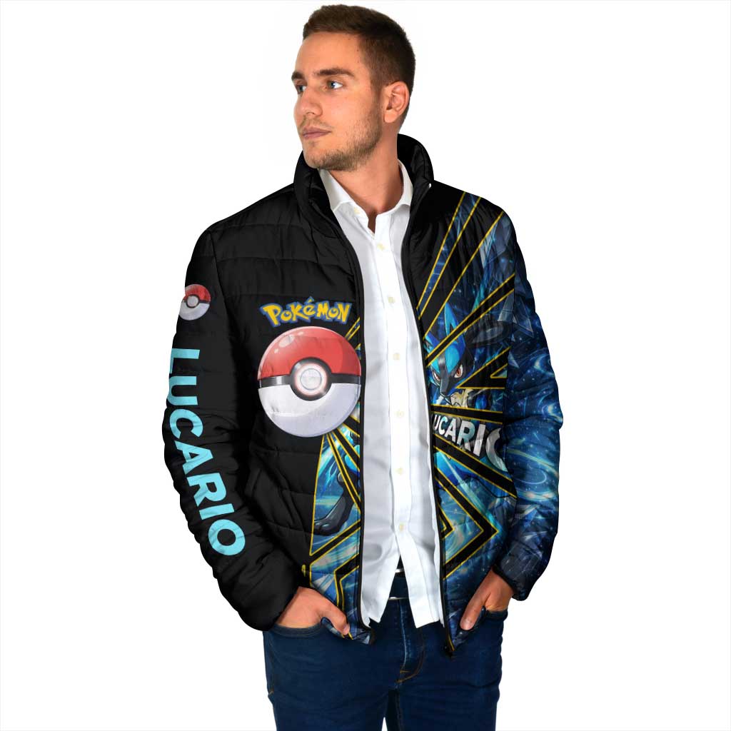 Lucario Poké Padded Jacket Aura Blast Comic Style