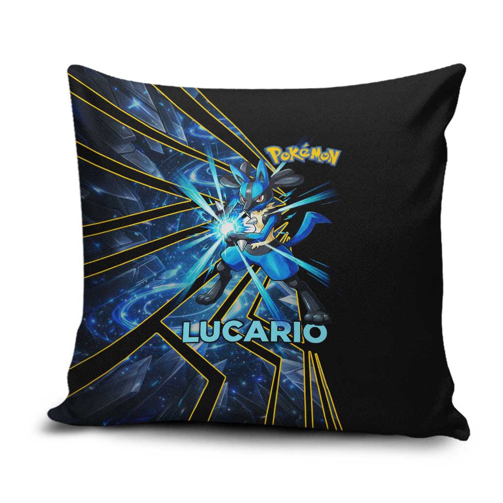 Lucario Poké Pillow Cover Aura Blast Comic Style