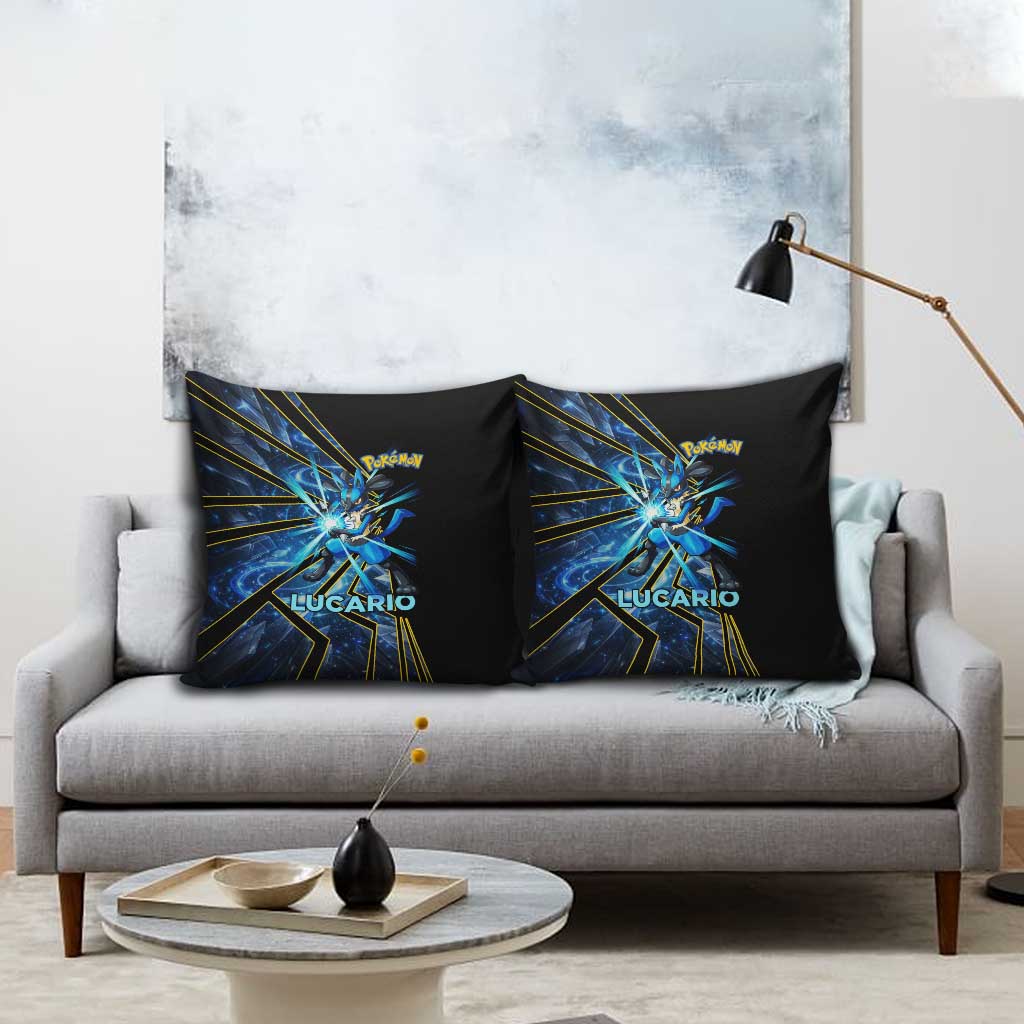 Lucario Poké Pillow Cover Aura Blast Comic Style