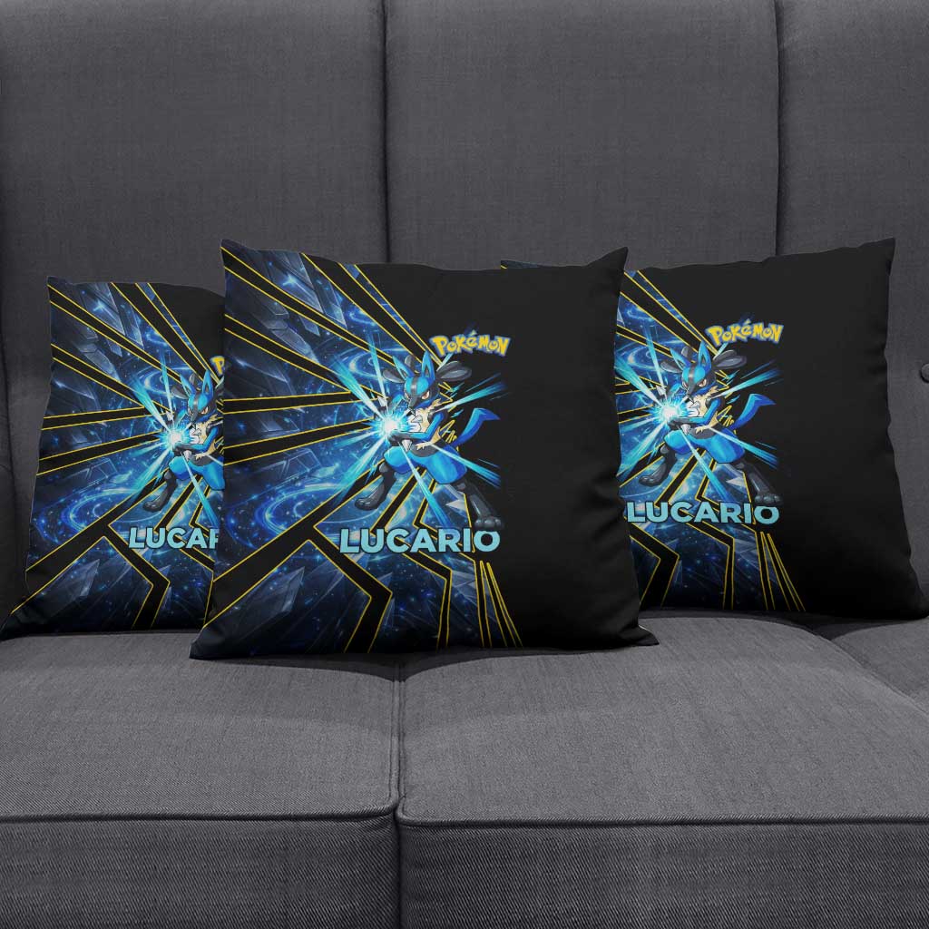 Lucario Poké Pillow Cover Aura Blast Comic Style