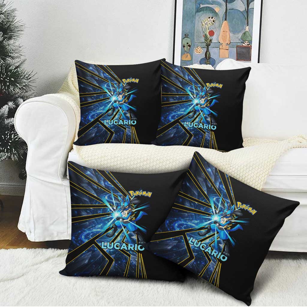 Lucario Poké Pillow Cover Aura Blast Comic Style