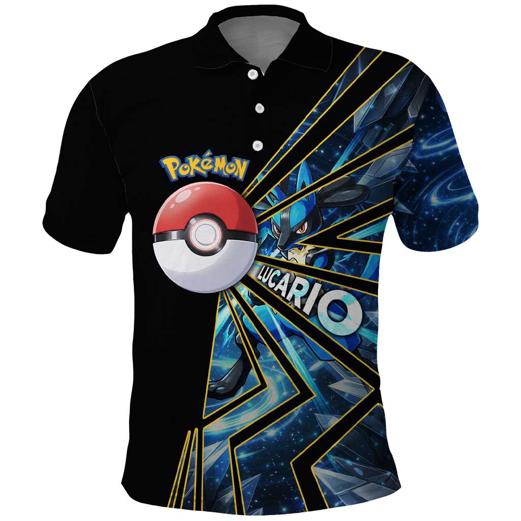 Lucario Poké Polo Shirt Aura Blast Comic Style