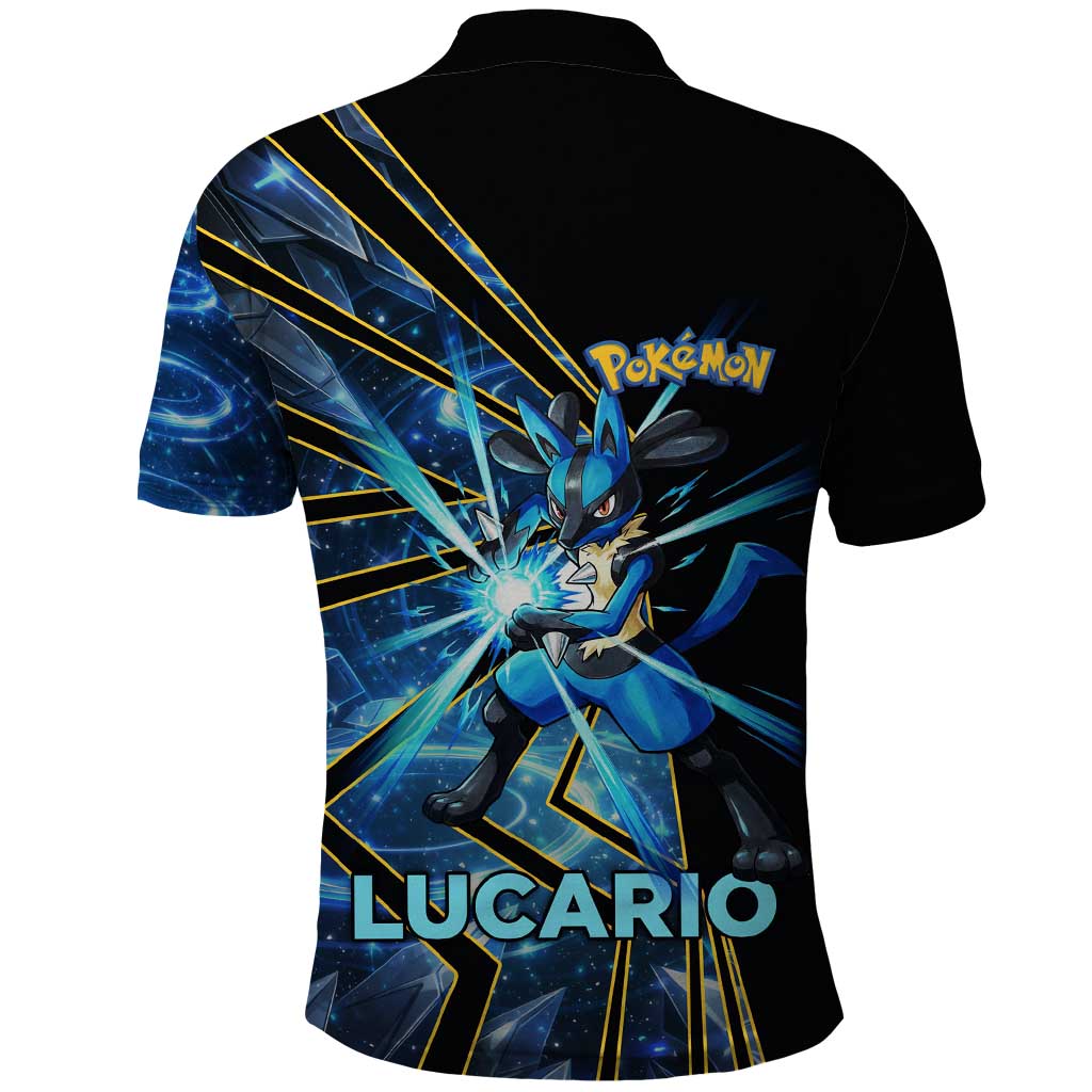 Lucario Poké Polo Shirt Aura Blast Comic Style