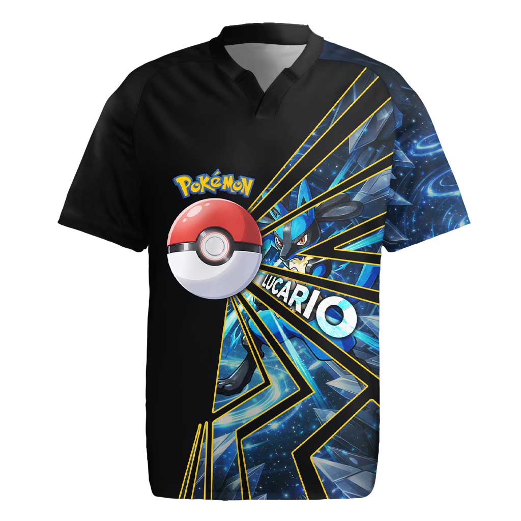 Lucario Poké Rugby Jersey Aura Blast Comic Style