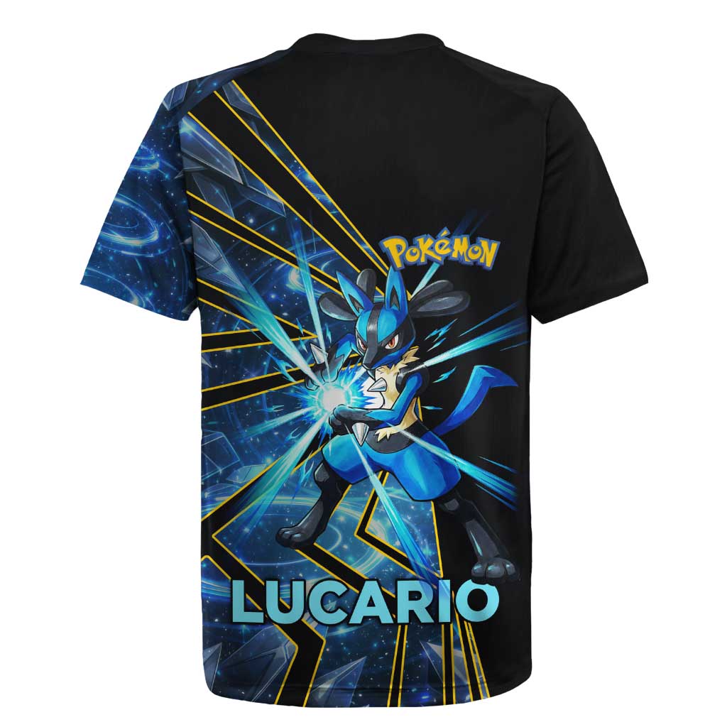 Lucario Poké Rugby Jersey Aura Blast Comic Style