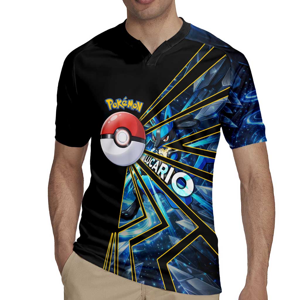 Lucario Poké Rugby Jersey Aura Blast Comic Style