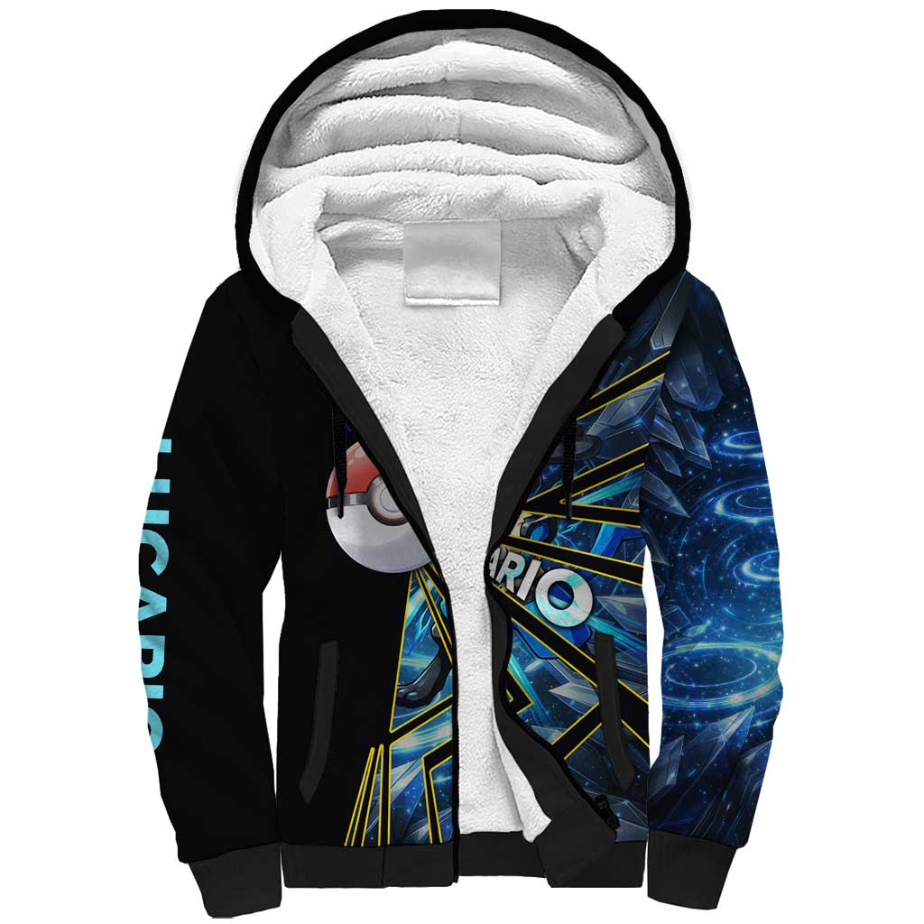 Lucario Poké Sherpa Hoodie Aura Blast Comic Style