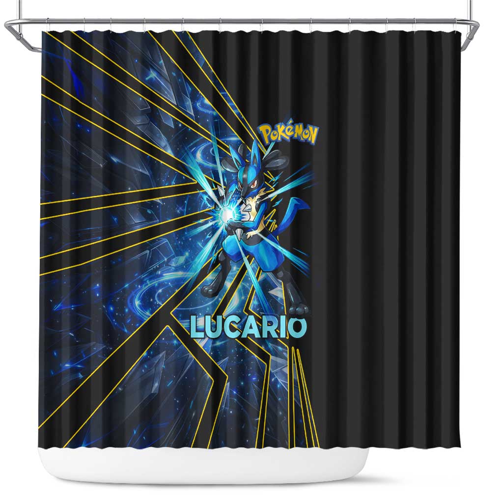 Lucario Poké Shower Curtain Aura Blast Comic Style