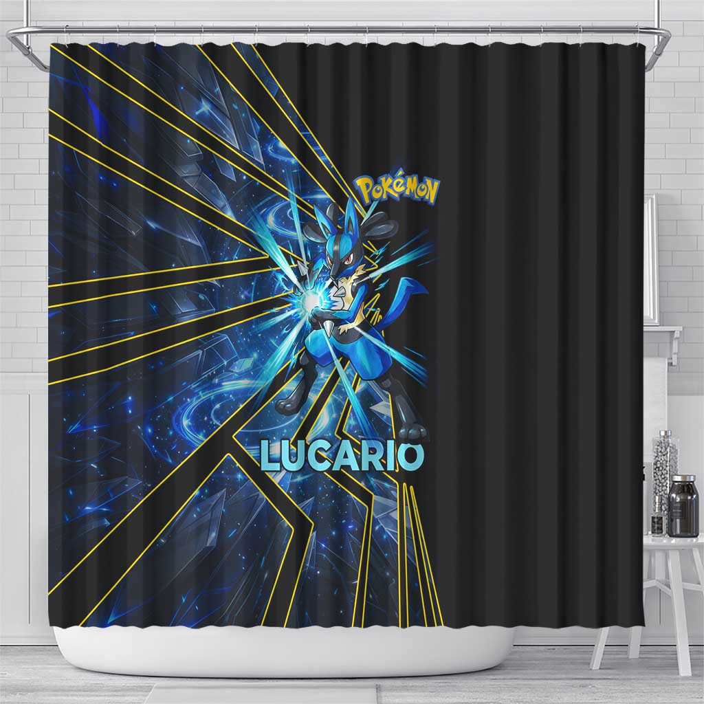 Lucario Poké Shower Curtain Aura Blast Comic Style