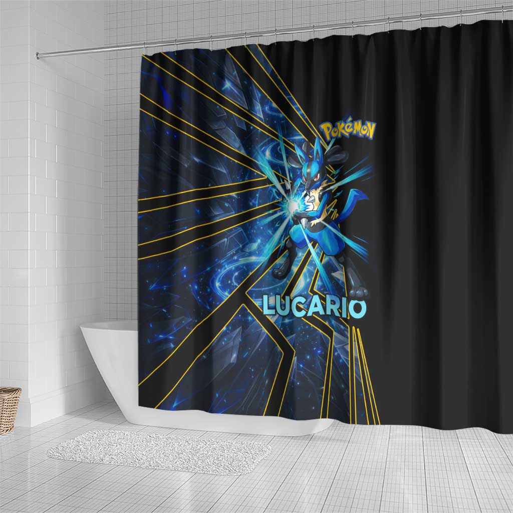 Lucario Poké Shower Curtain Aura Blast Comic Style