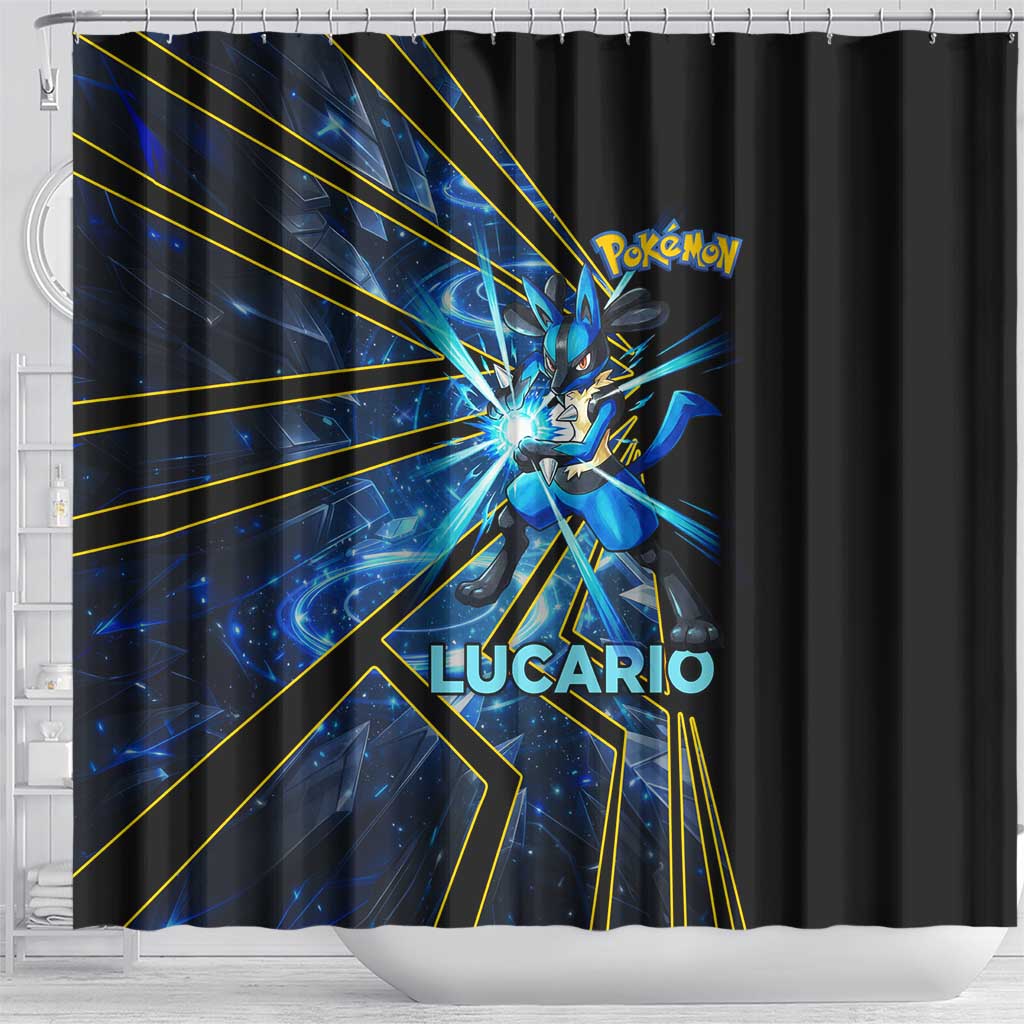 Lucario Poké Shower Curtain Aura Blast Comic Style