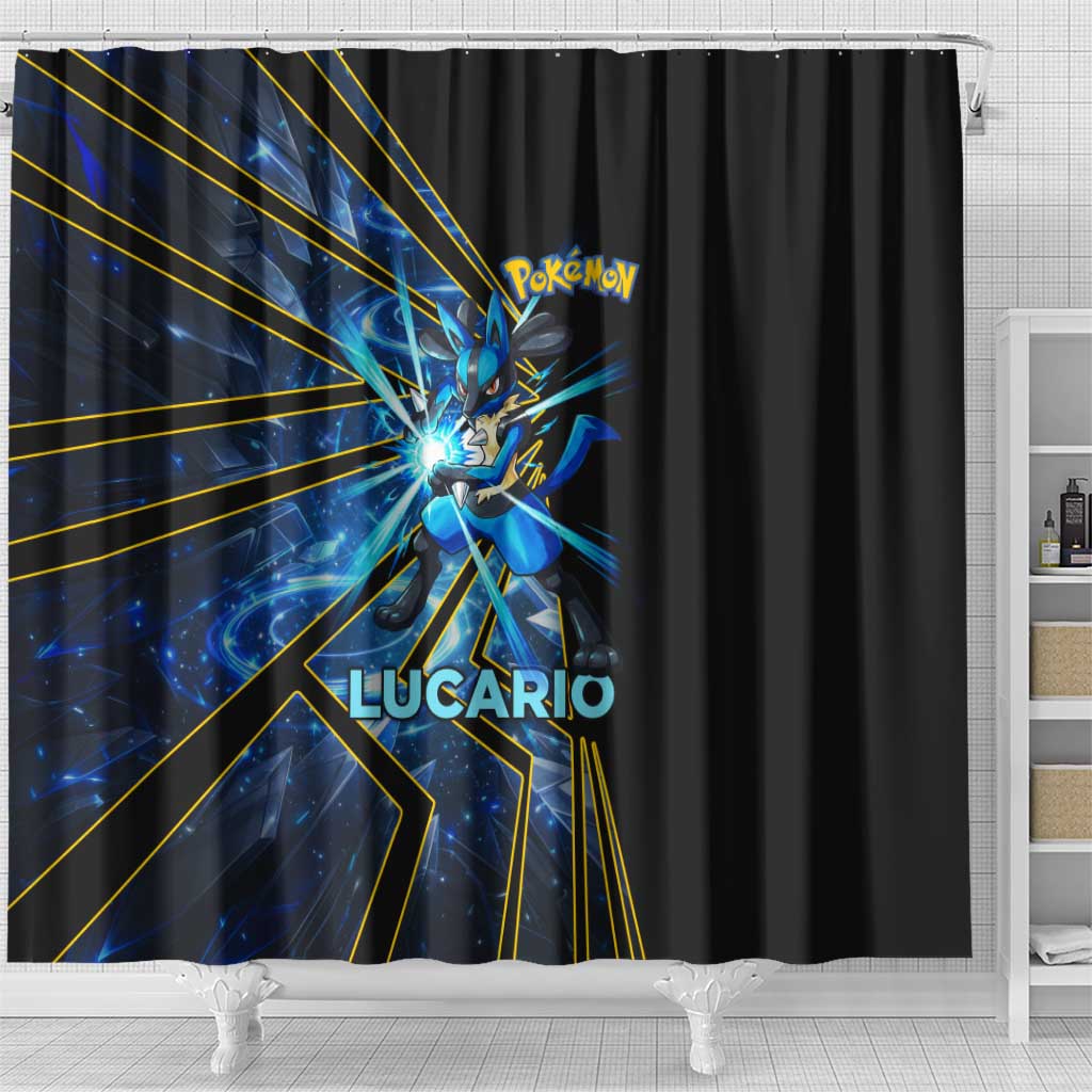 Lucario Poké Shower Curtain Aura Blast Comic Style