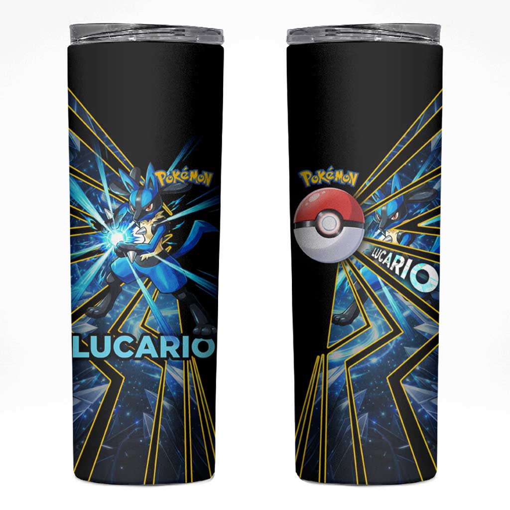 Lucario Poké Skinny Tumbler Aura Blast Comic Style