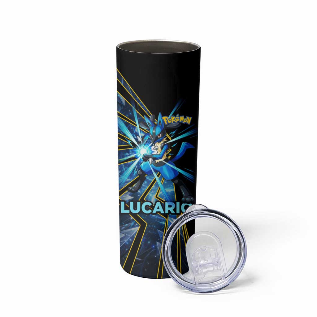 Lucario Poké Skinny Tumbler Aura Blast Comic Style