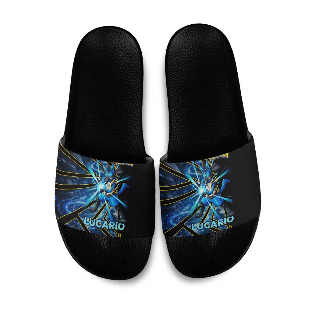Lucario Poké Slide Sandals Aura Blast Comic Style