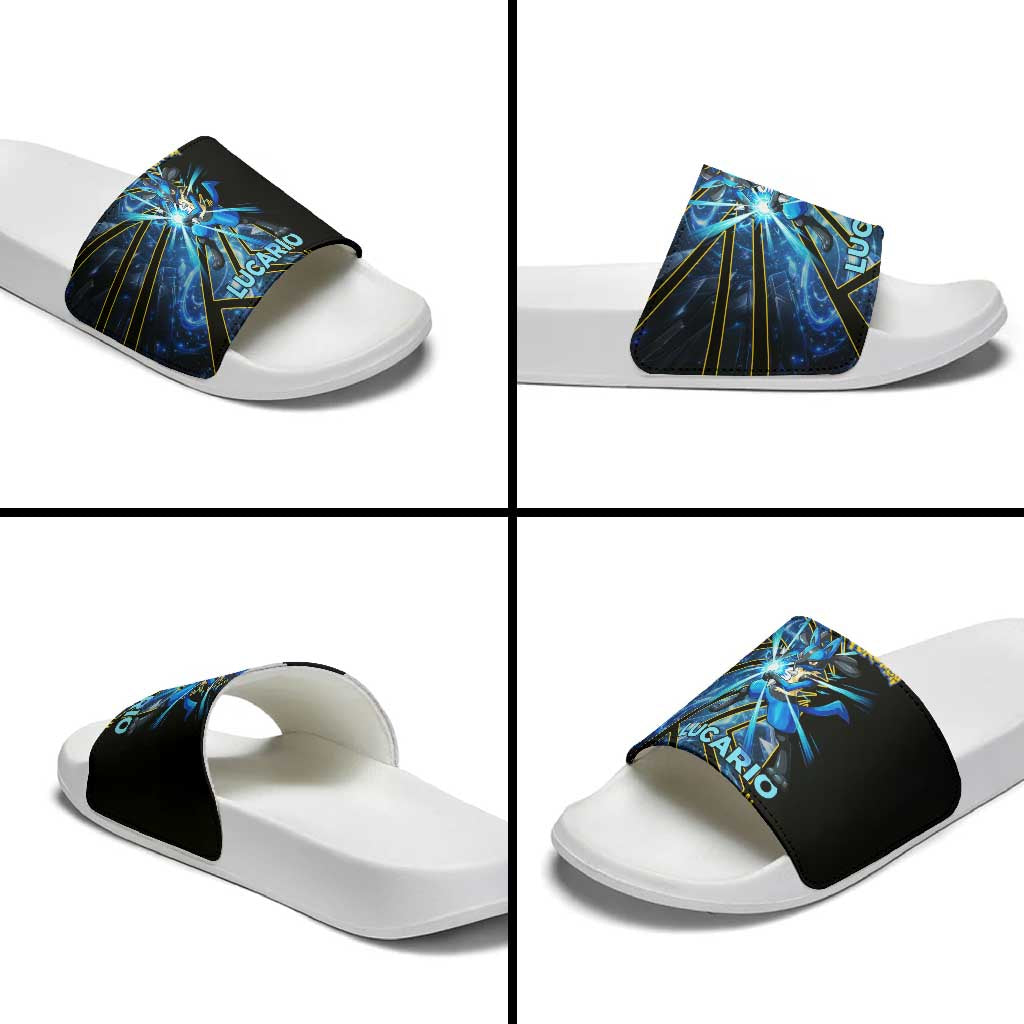 Lucario Poké Slide Sandals Aura Blast Comic Style