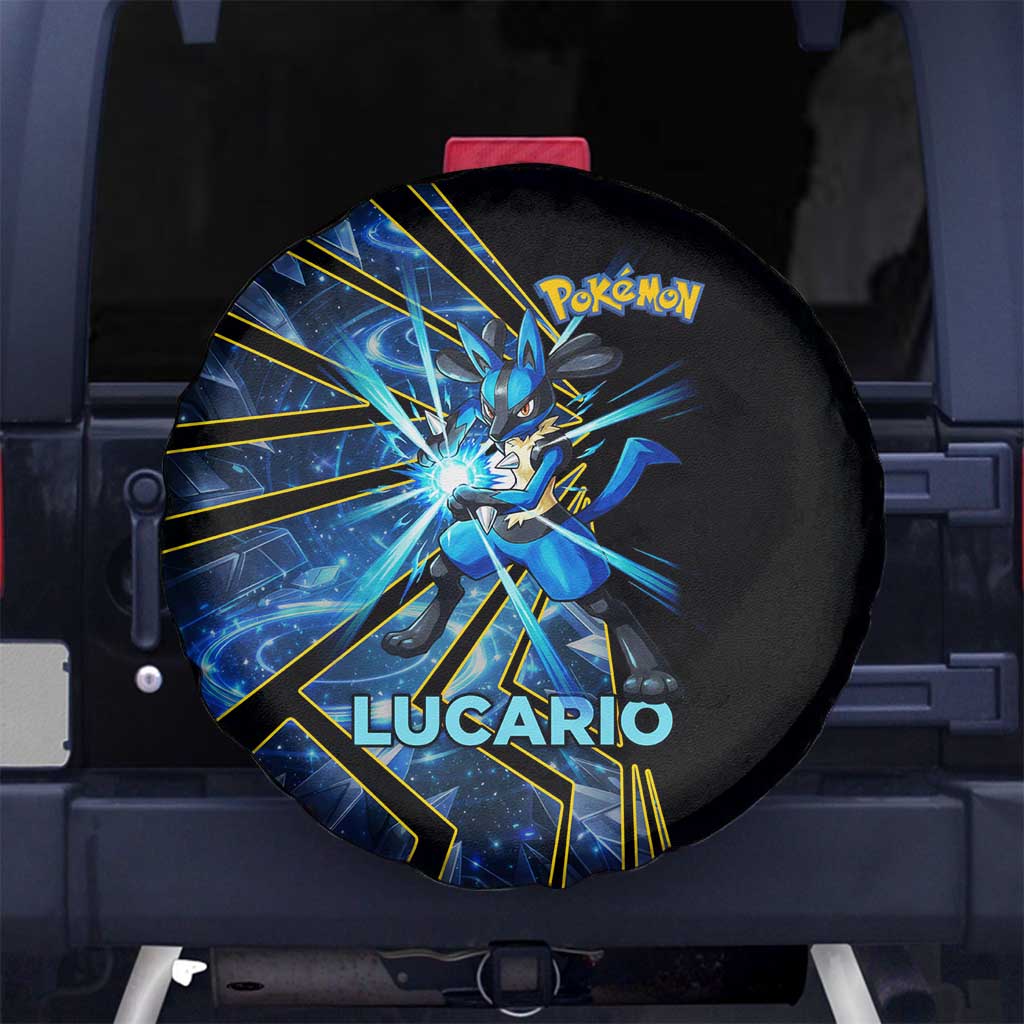Lucario Poké Spare Tire Cover Aura Blast Comic Style