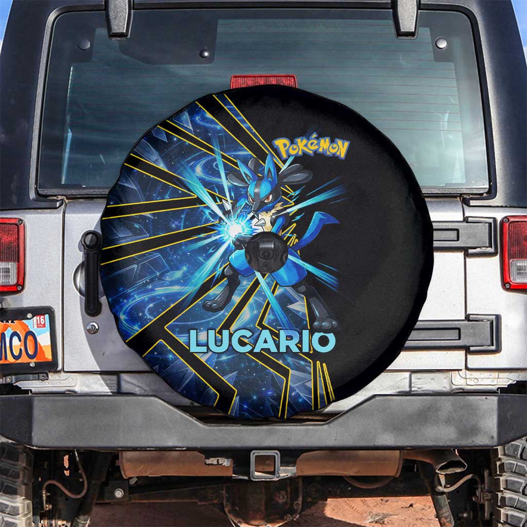 Lucario Poké Spare Tire Cover Aura Blast Comic Style