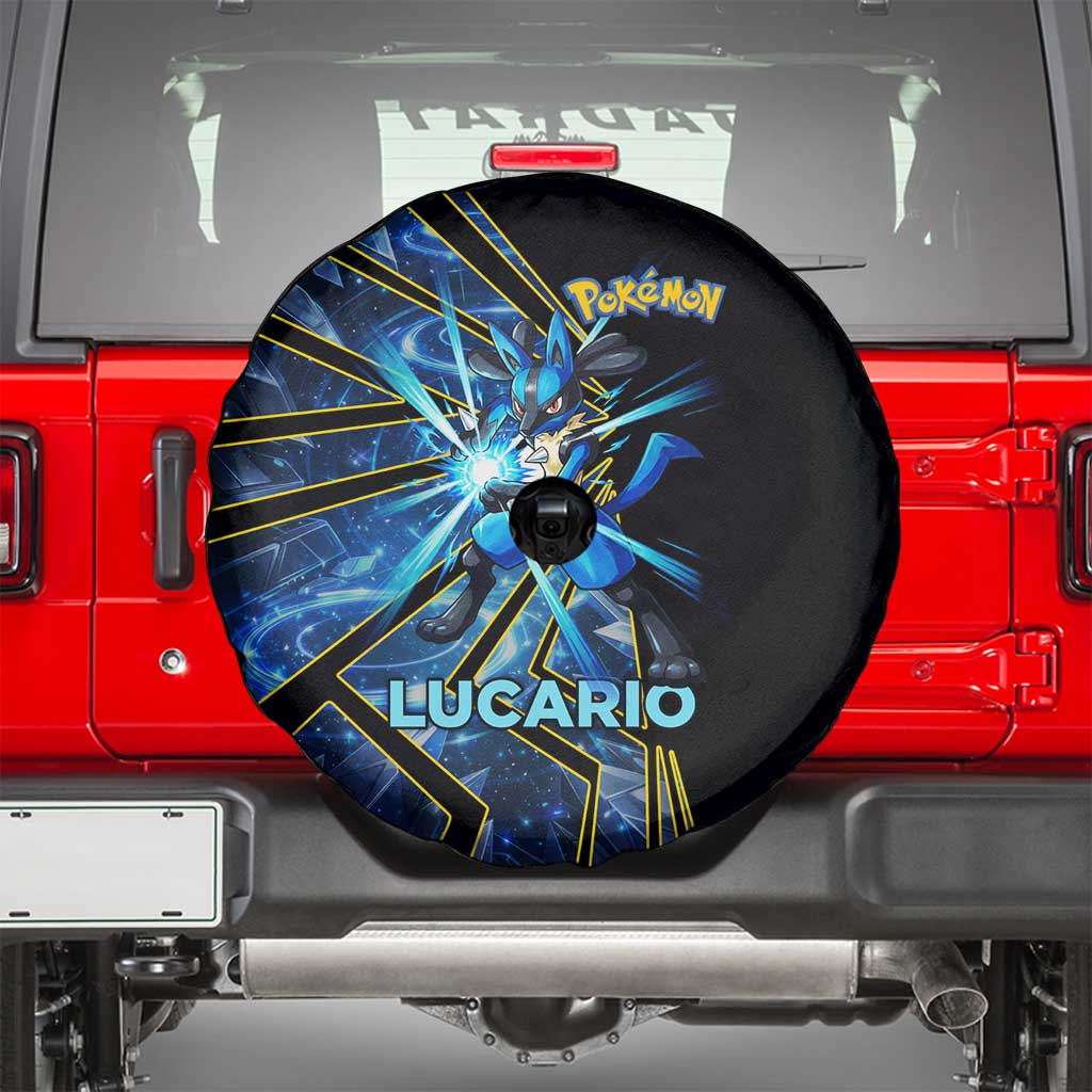 Lucario Poké Spare Tire Cover Aura Blast Comic Style