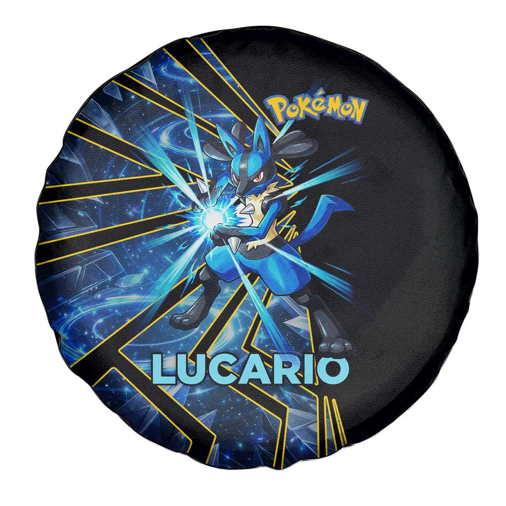 Lucario Poké Spare Tire Cover Aura Blast Comic Style