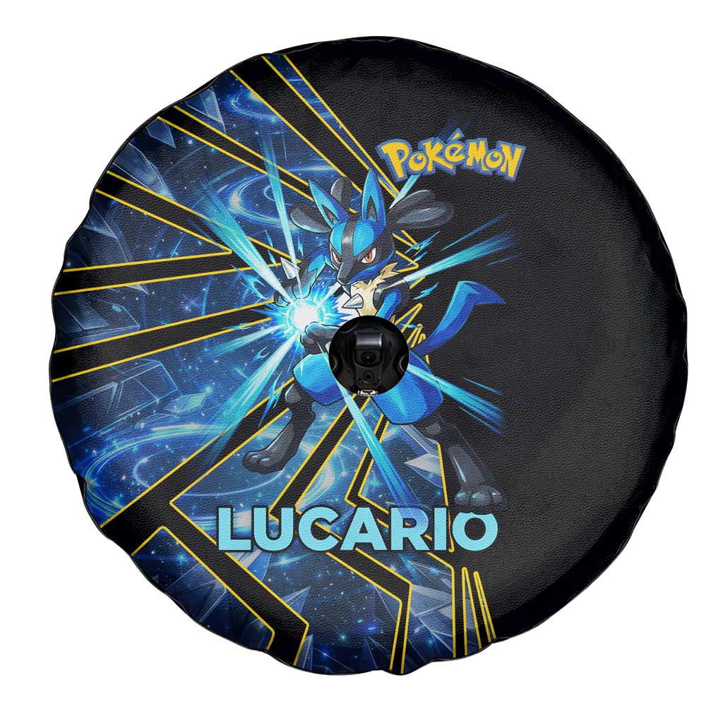 Lucario Poké Spare Tire Cover Aura Blast Comic Style