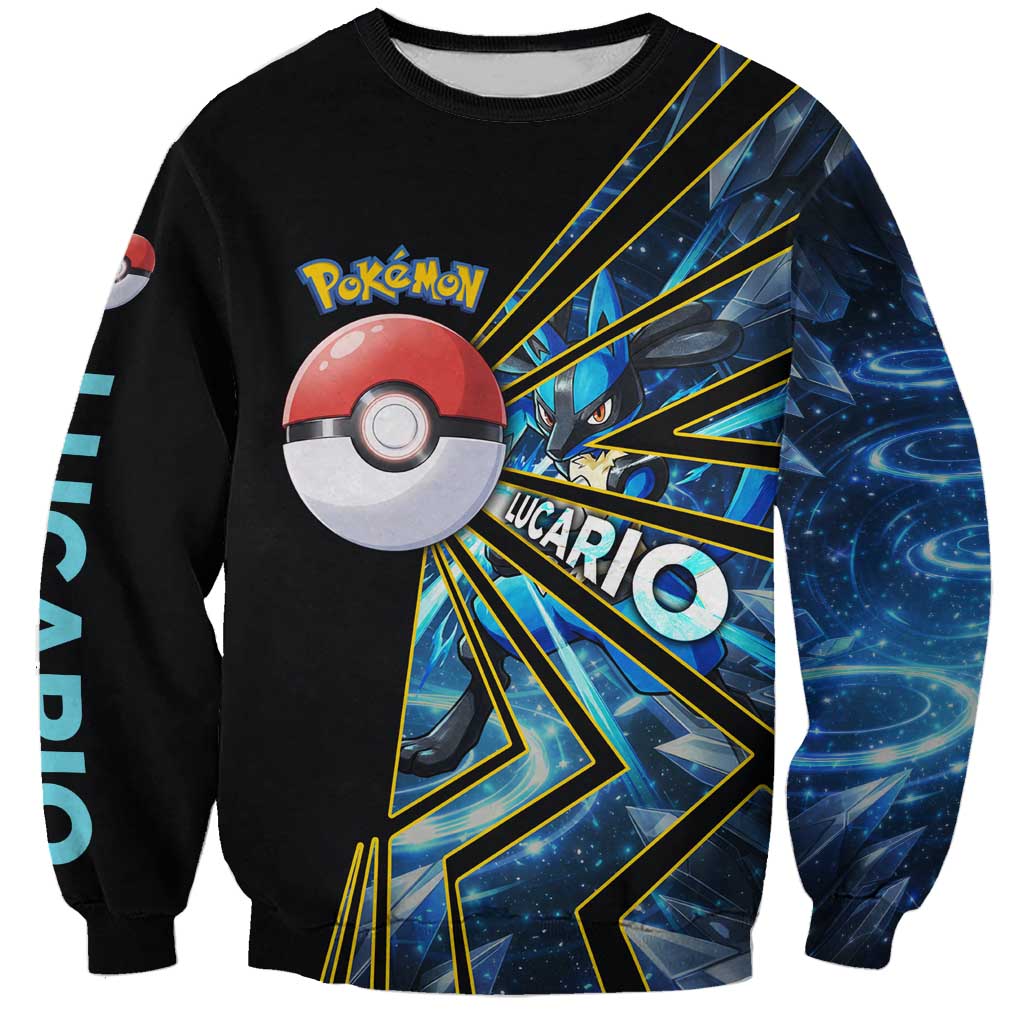 Lucario Poké Sweatshirt Aura Blast Comic Style