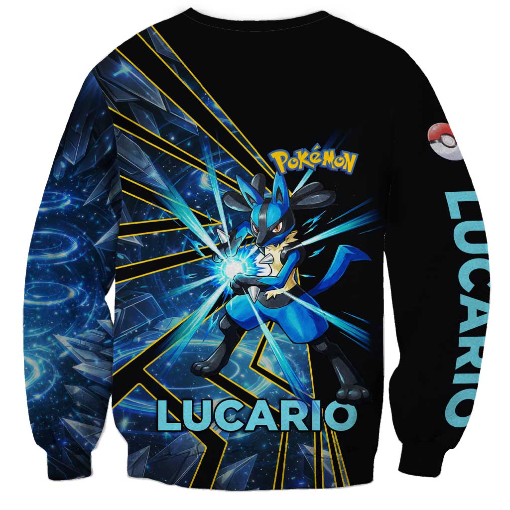 Lucario Poké Sweatshirt Aura Blast Comic Style