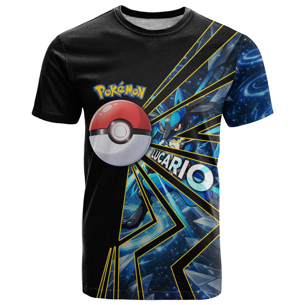 Lucario Poké T Shirt Aura Blast Comic Style