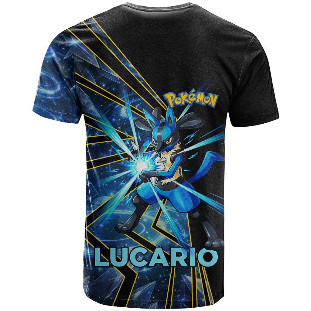 Lucario Poké T Shirt Aura Blast Comic Style