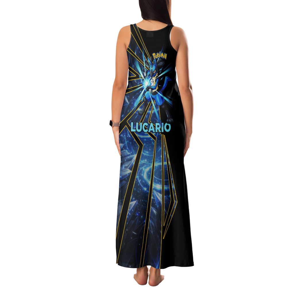 Lucario Poké Tank Maxi Dress Aura Blast Comic Style