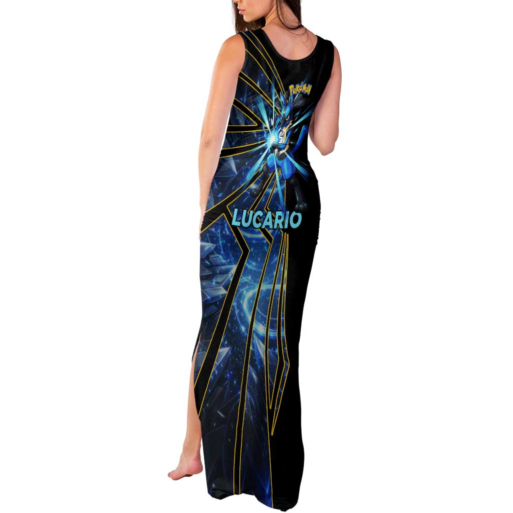 Lucario Poké Tank Maxi Dress Aura Blast Comic Style