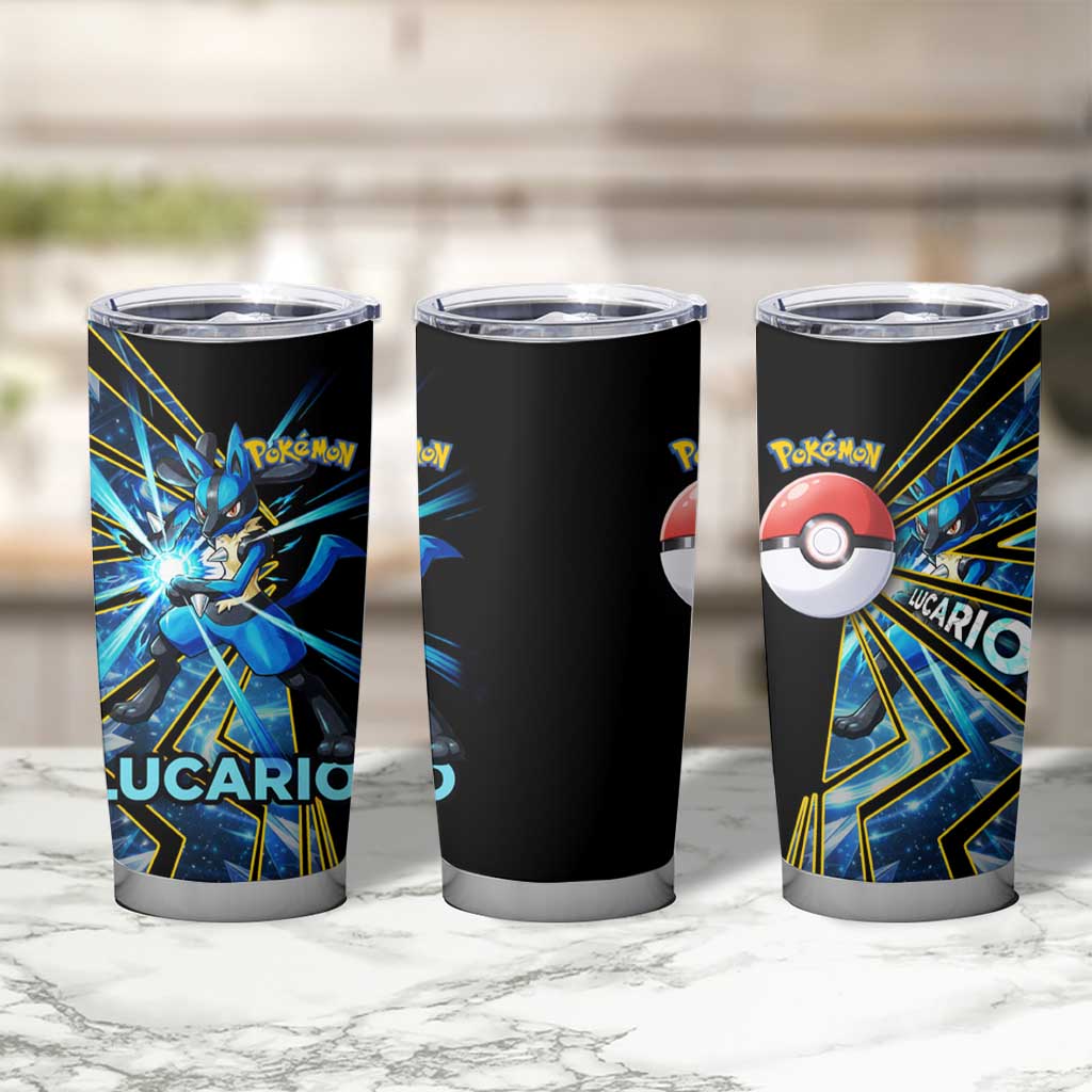 Lucario Poké Tumbler Cup Aura Blast Comic Style