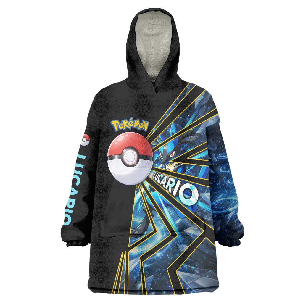 Lucario Poké Wearable Blanket Hoodie Aura Blast Comic Style