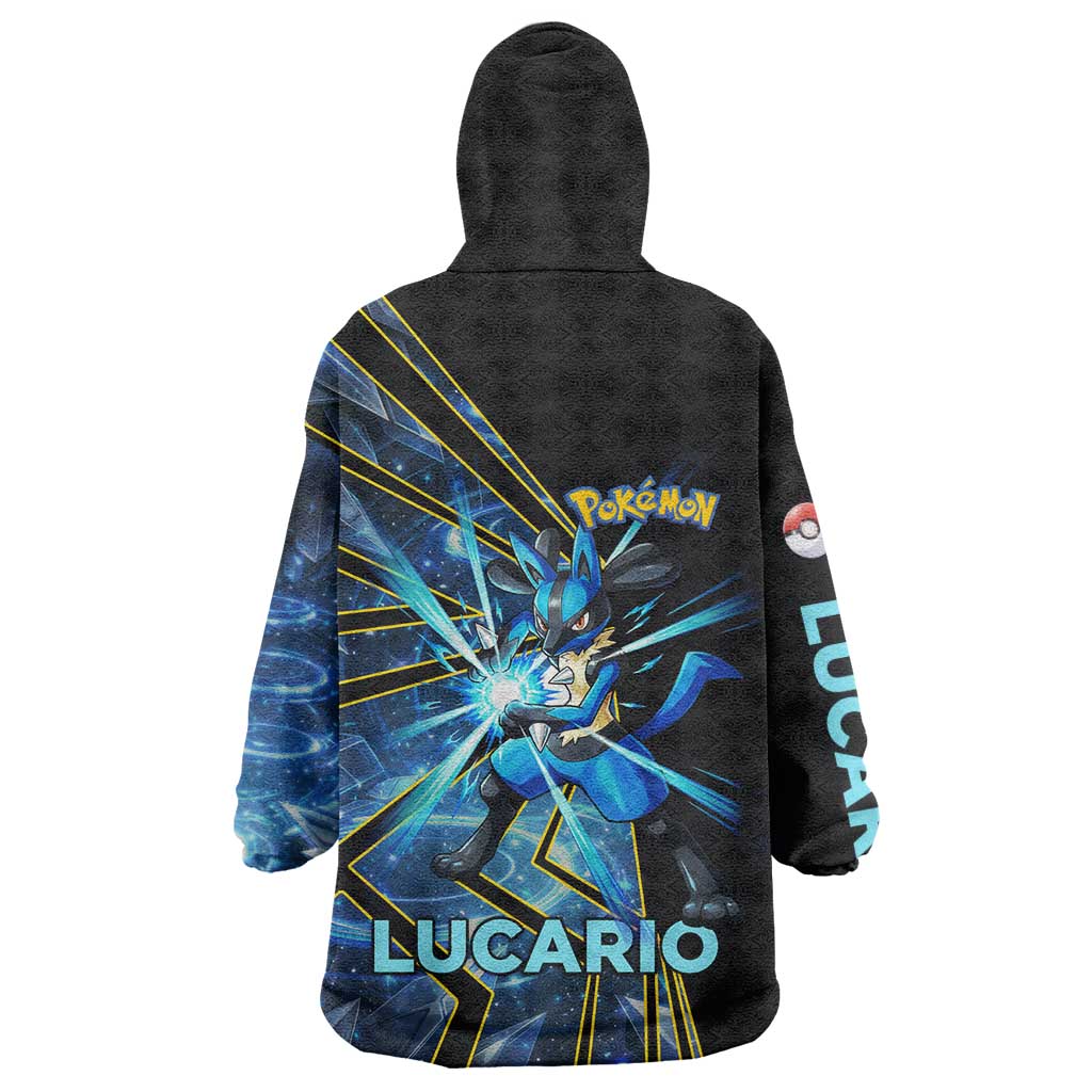 Lucario Poké Wearable Blanket Hoodie Aura Blast Comic Style