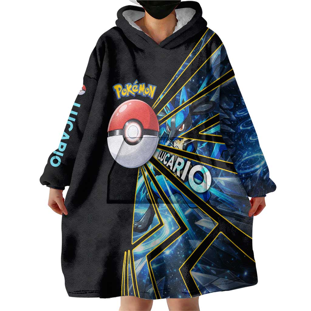 Lucario Poké Wearable Blanket Hoodie Aura Blast Comic Style