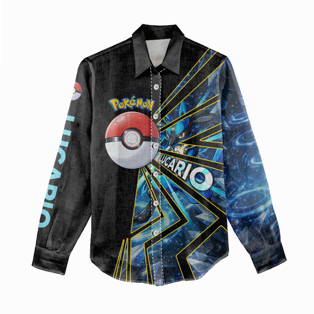 Lucario Poké Women Casual Shirt Aura Blast Comic Style