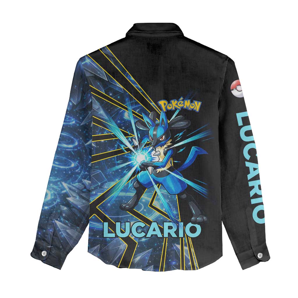 Lucario Poké Women Casual Shirt Aura Blast Comic Style