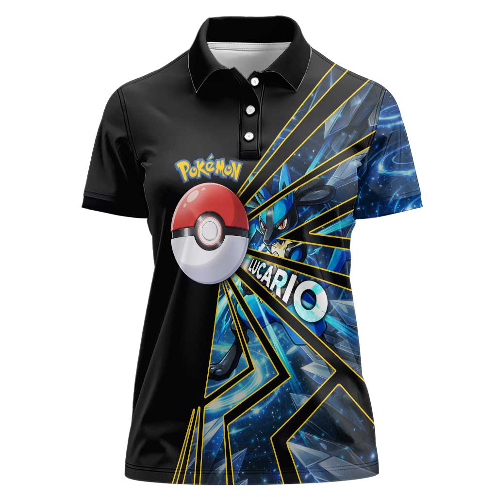 Lucario Poké Women Polo Shirt Aura Blast Comic Style