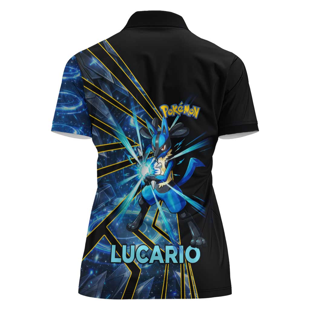 Lucario Poké Women Polo Shirt Aura Blast Comic Style