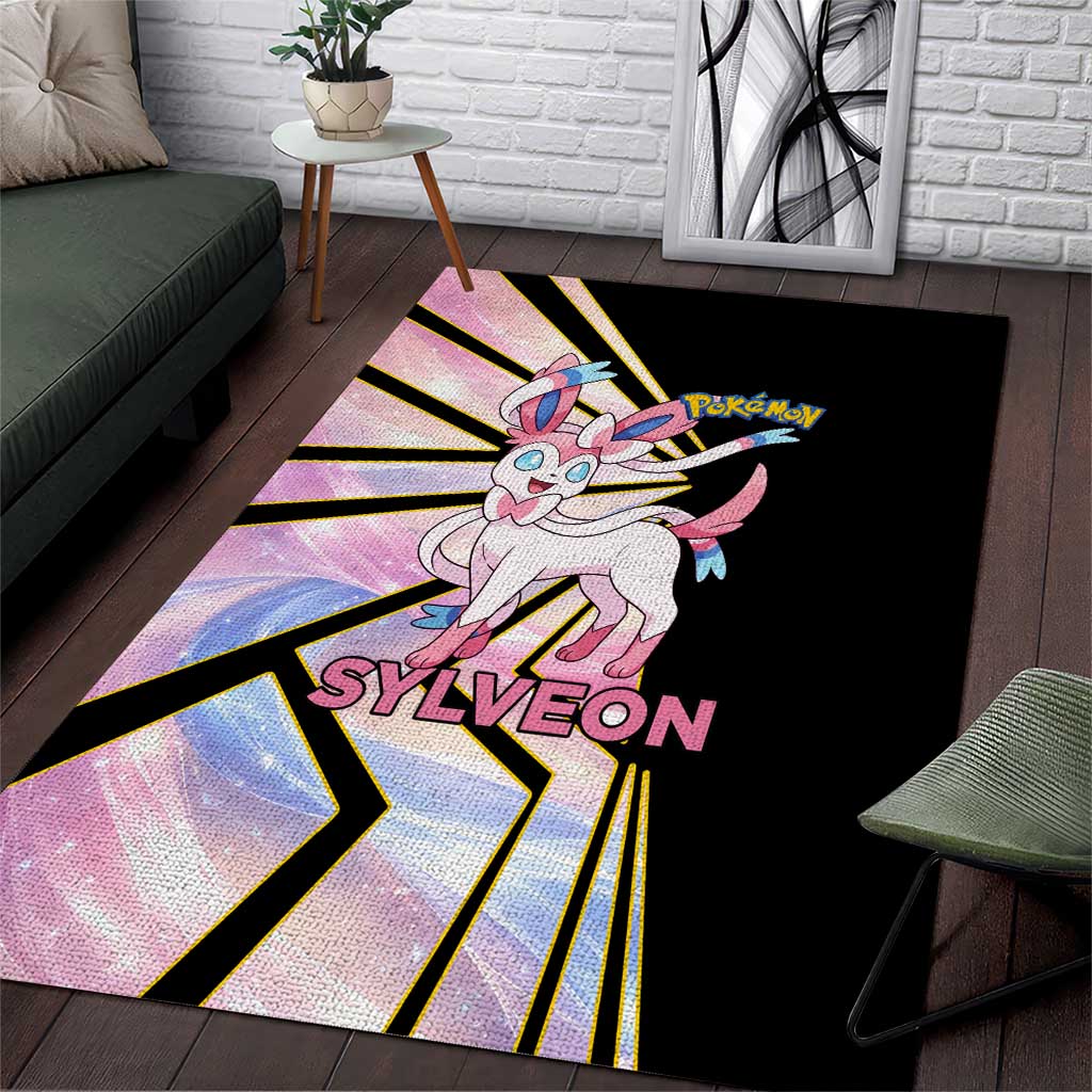 Sylveon Poké Area Rug Pastel Ribbon Comic Style