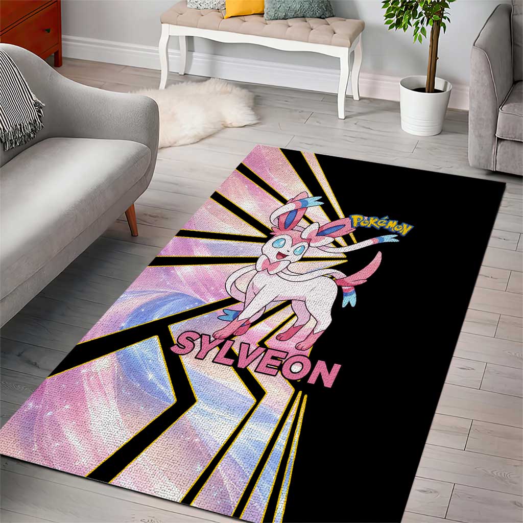 Sylveon Poké Area Rug Pastel Ribbon Comic Style
