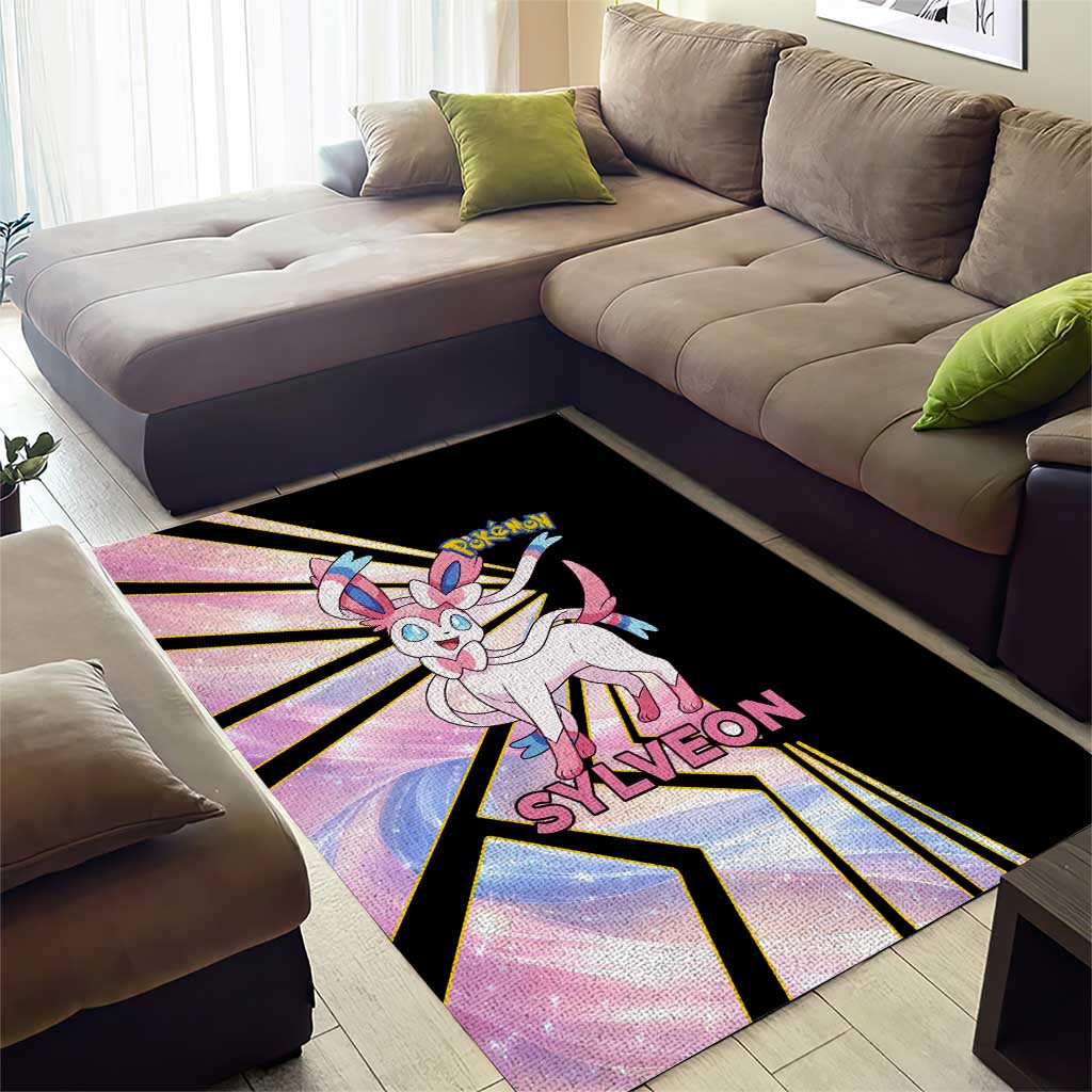 Sylveon Poké Area Rug Pastel Ribbon Comic Style