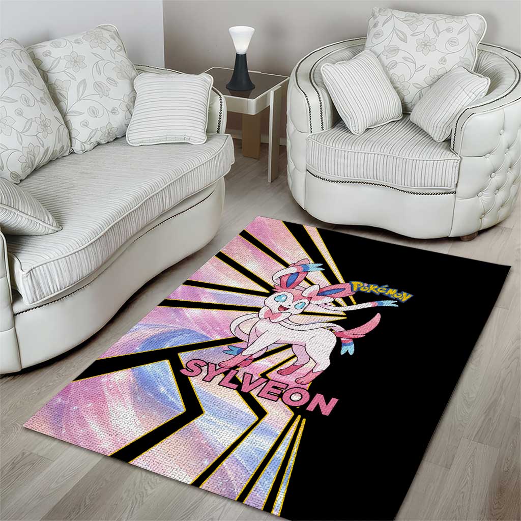 Sylveon Poké Area Rug Pastel Ribbon Comic Style