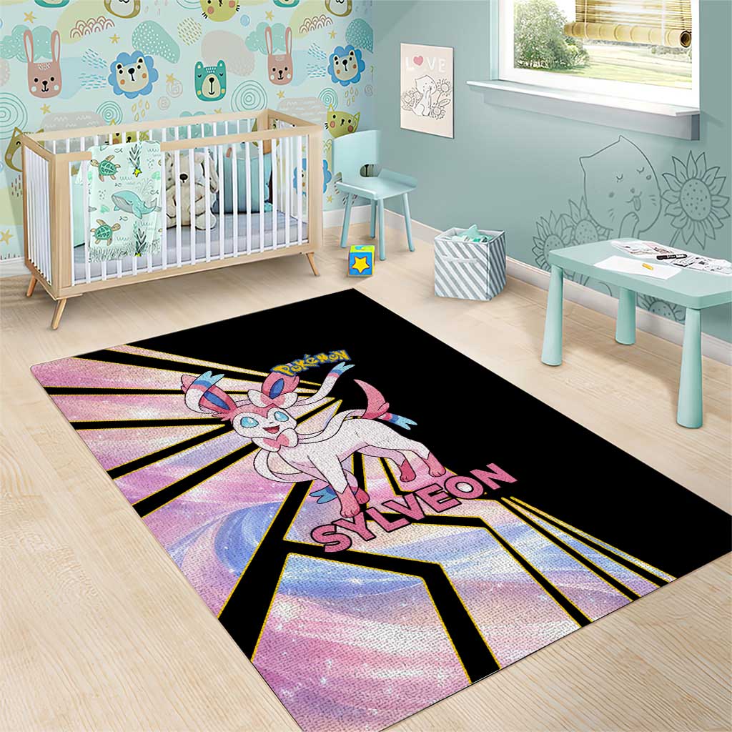 Sylveon Poké Area Rug Pastel Ribbon Comic Style