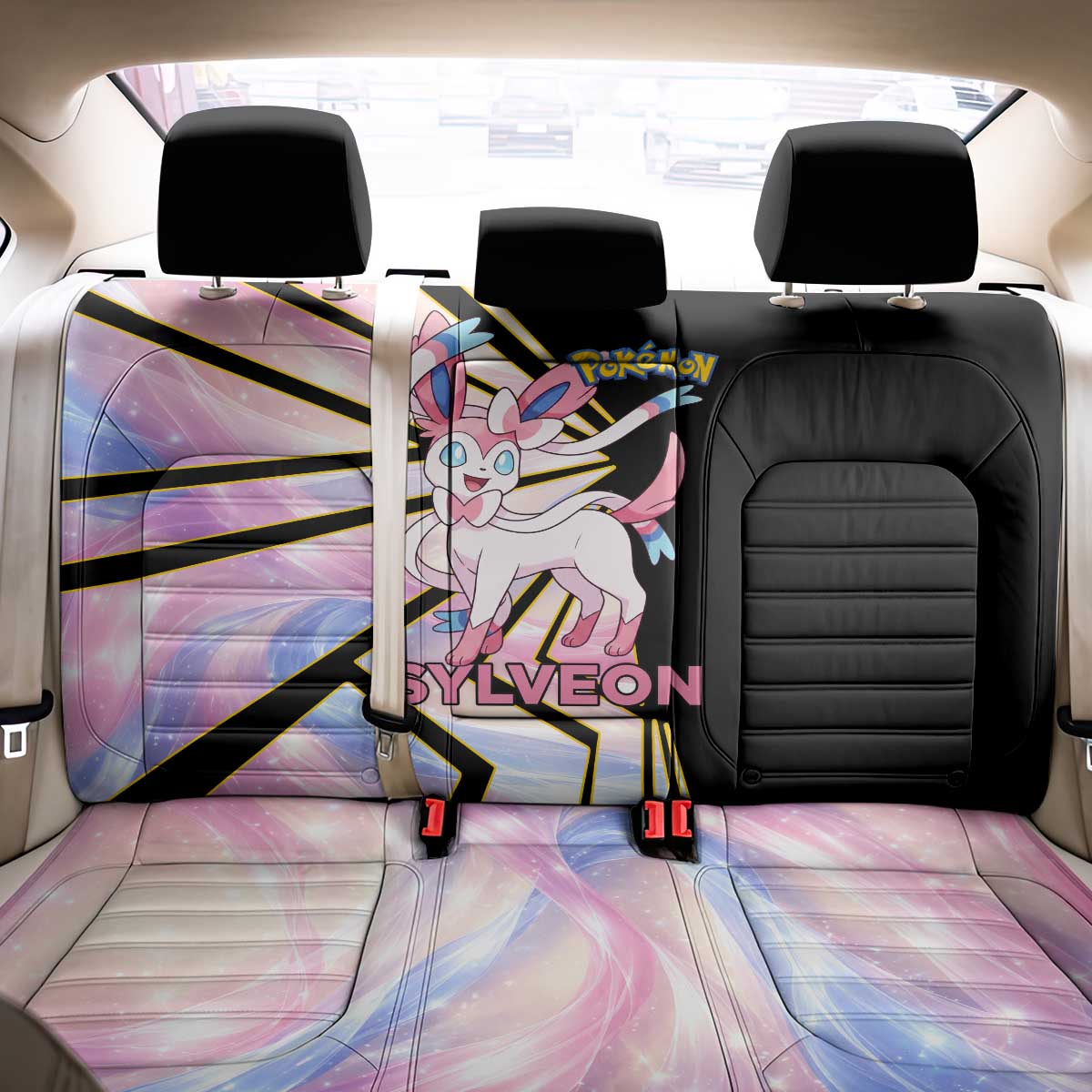 Sylveon Poké Back Car Seat Cover Pastel Ribbon Comic Style