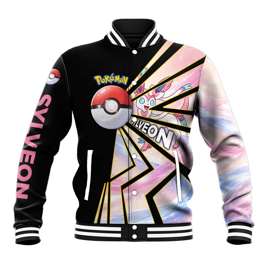 Sylveon Poké Baseball Jacket Pastel Ribbon Comic Style