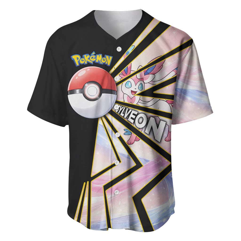 Sylveon Poké Baseball Jersey Pastel Ribbon Comic Style