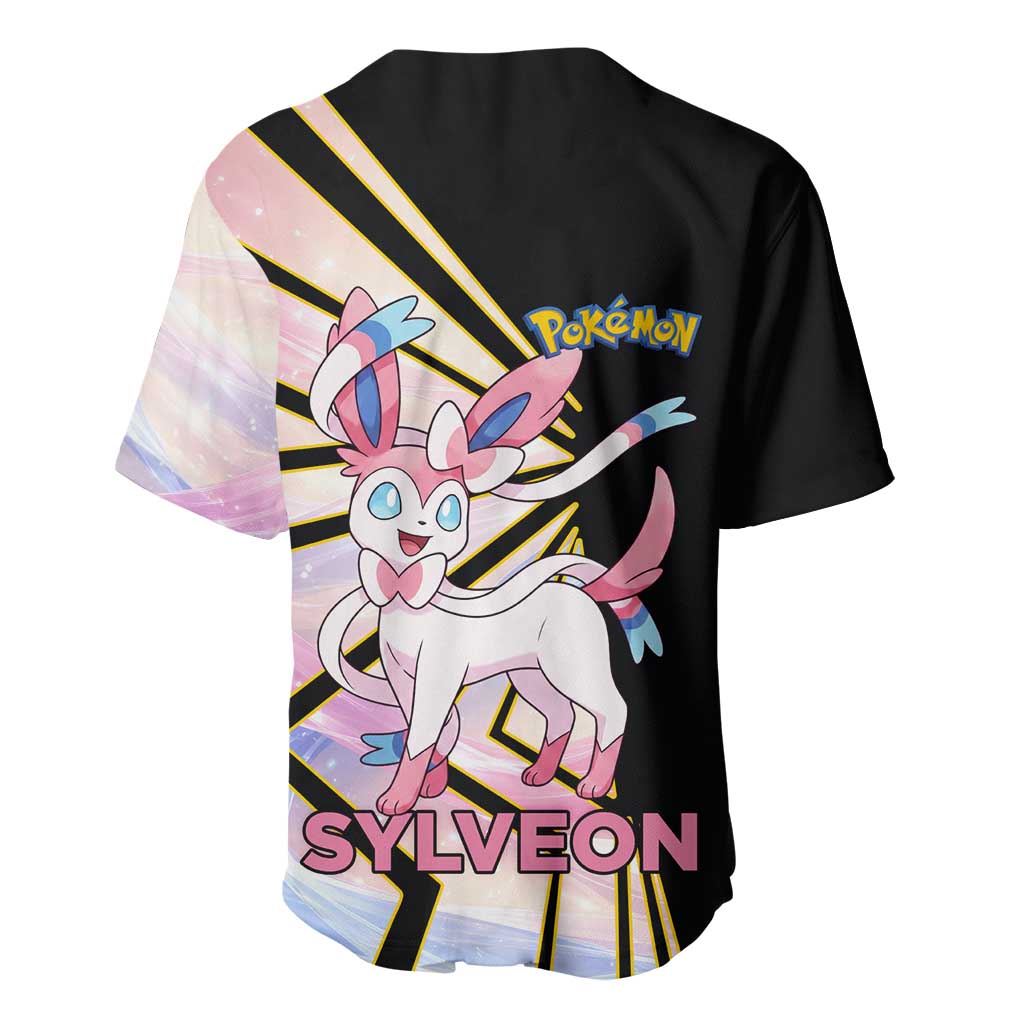 Sylveon Poké Baseball Jersey Pastel Ribbon Comic Style