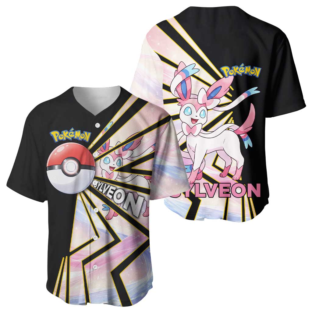 Sylveon Poké Baseball Jersey Pastel Ribbon Comic Style